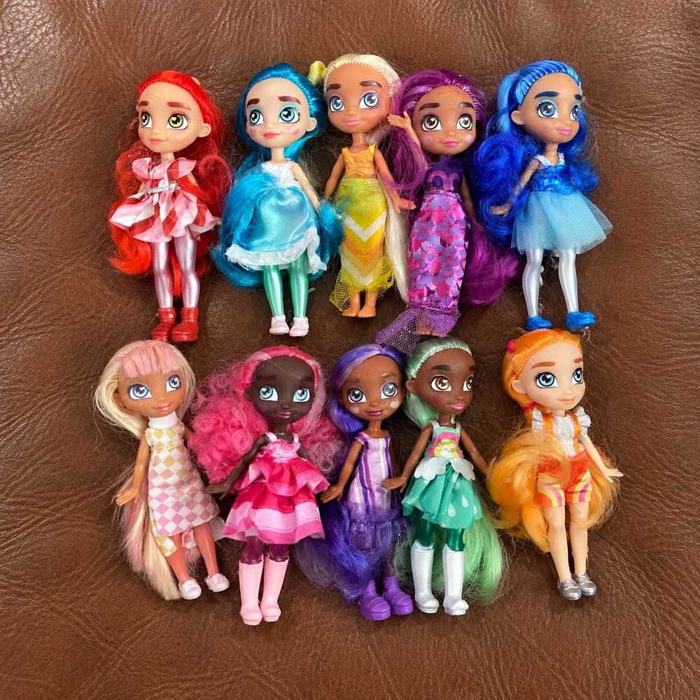 Hairdorables Mini Doll Lot of 10 Colorful Hair Small Figures Mermaid Rainbow
